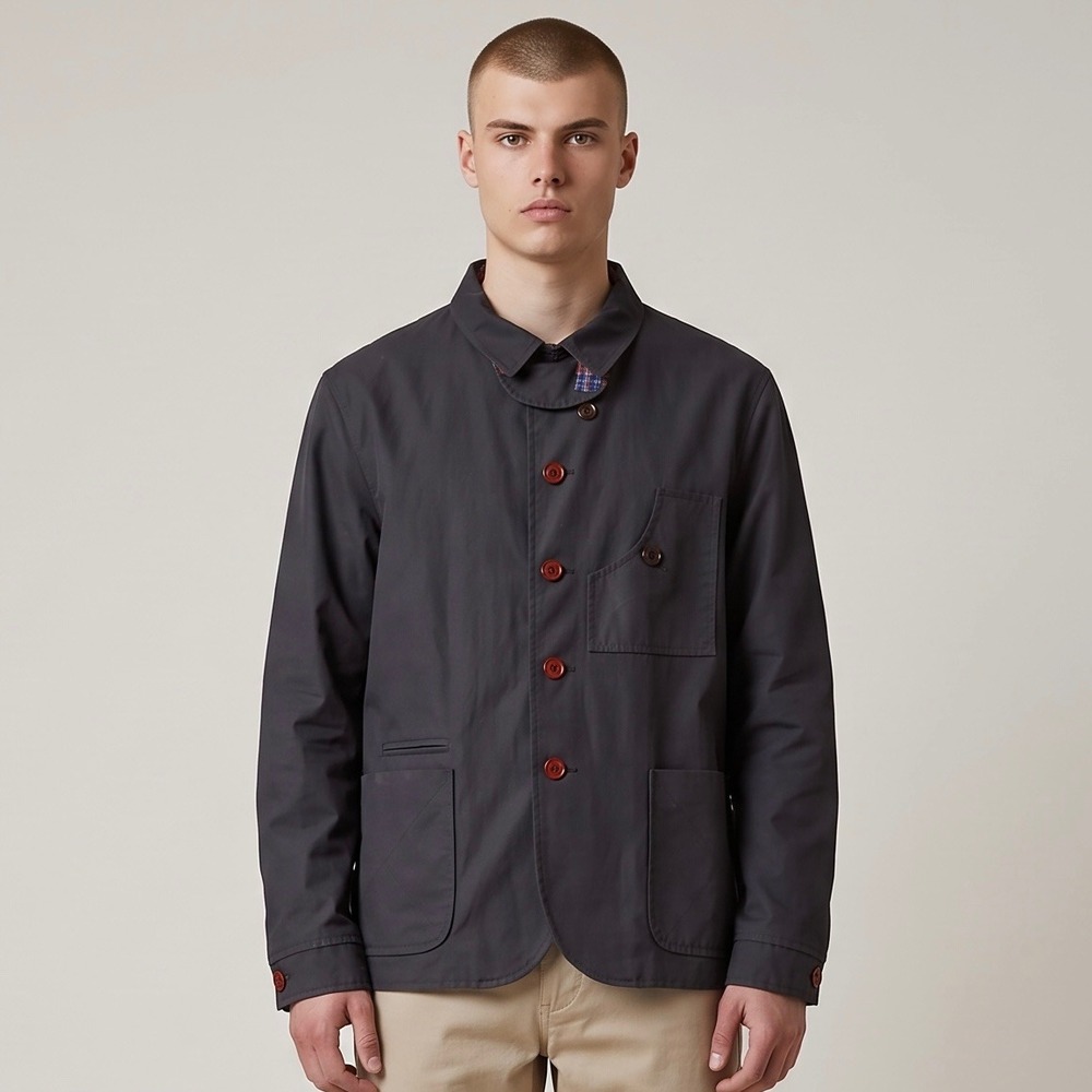 Oliver Spencer Men's 'Fisher Jacket' Navy Waxed Cotton British Millerain Size 40